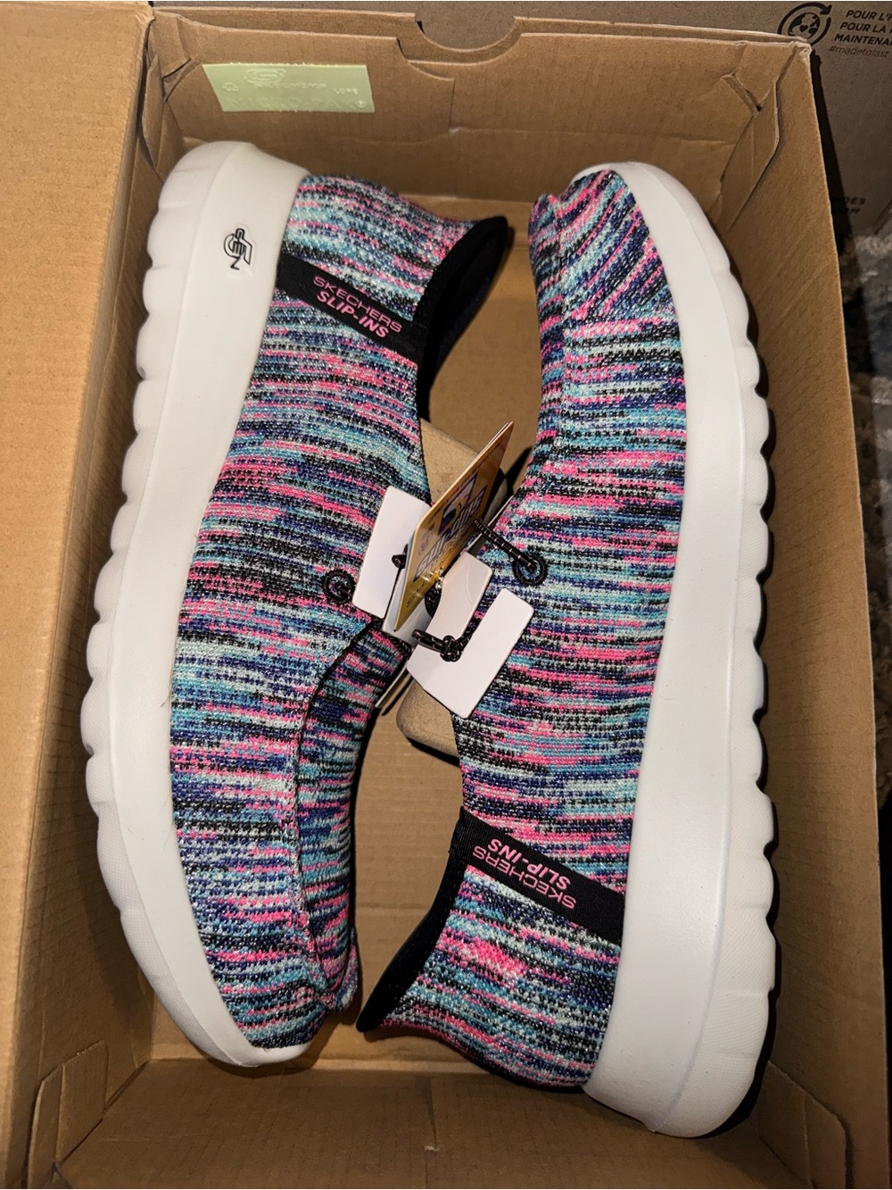 Skechers Multicolor Knit Slip-On Sneakers with Pink and Blue Accents - Picture 6 of 8